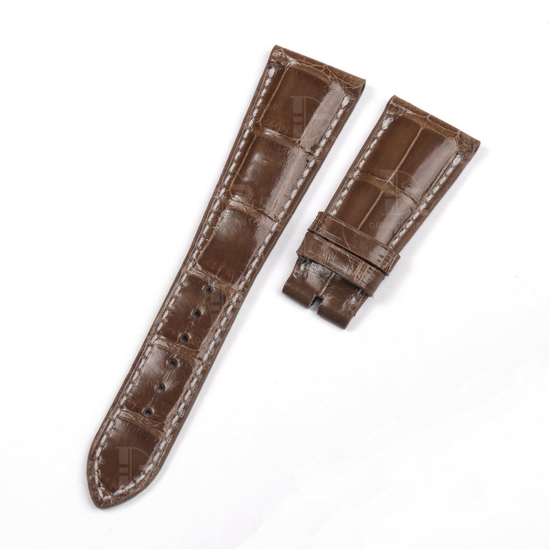 High-gloss Brown Alligator leather watch band Patek Philippe straps replacement for sale