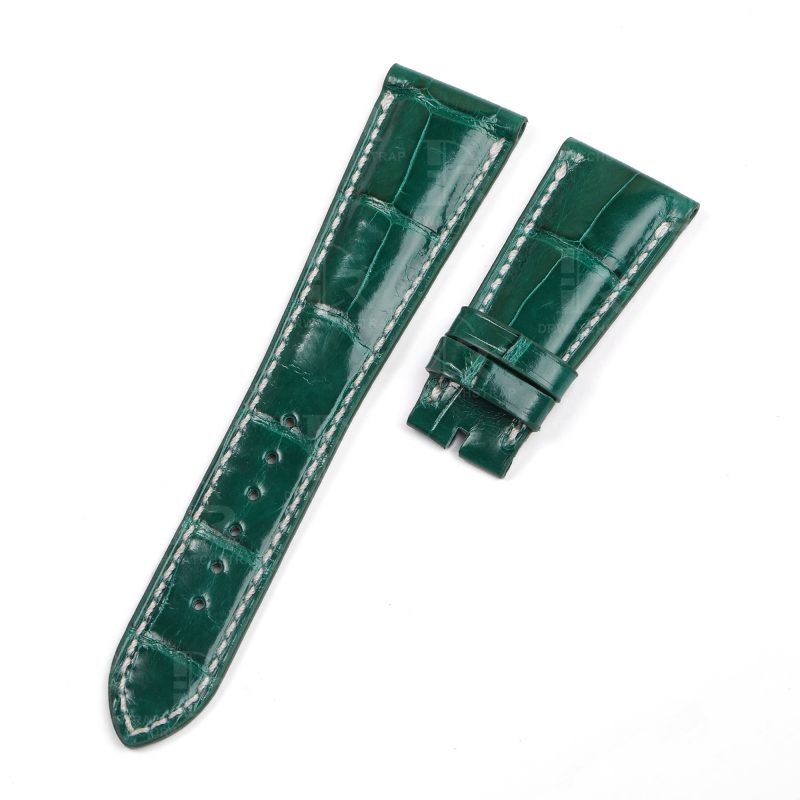 High-gloss Green Alligator leather watch band Patek Philippe straps replacement for sale