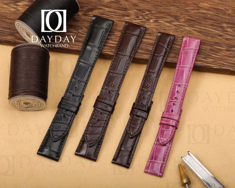 High gloss Black Brown Purple Alligator leather watch band Patek Philippe Calatrava Complications straps replacement for sale (3)