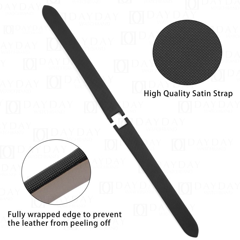 Pasha De Cartier Satin black leather watch strap replacement watch band