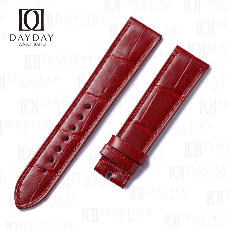 Personalized crocodile leather red 15mm 18mm Chopard happy sport dancing floating 3 5 7 diamonds watch straps aftermarket for sale