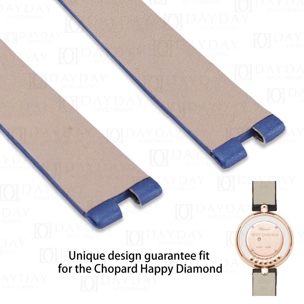 Chopard Bands For Watches Replacement-Blue-Satin-silk-strap-for-Chopard-Happy-Floating Dancing Diamonds-ladies-watch-band