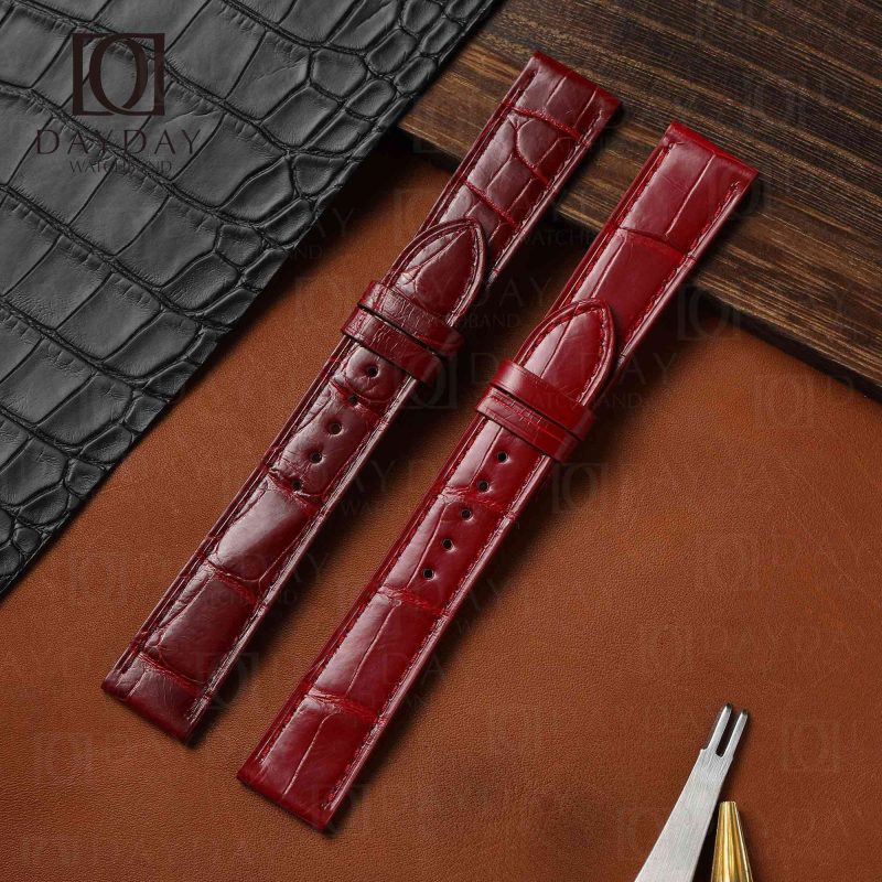 Replacement Chopard Happy Sport dancing floating 3 5 7 diamonds Red alligator leather strap band 15mm 18mm Aftermarket (2)