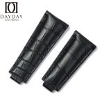 Custom Replacement-Rolex-Submariner-40mm 41mm watch-band-strap black-alligator-leather-20mm-21mm