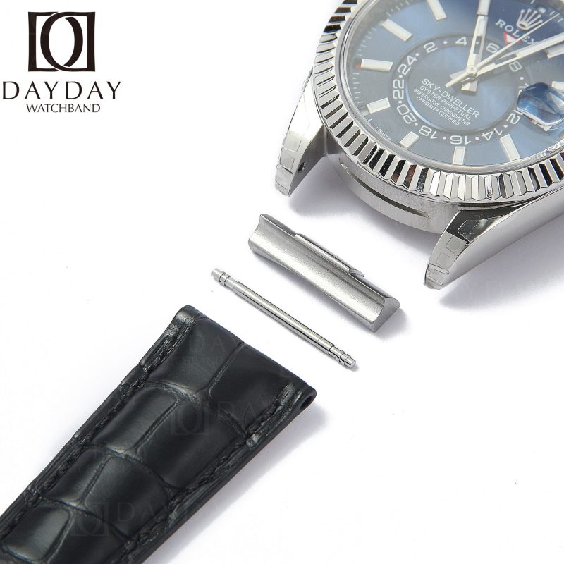 Replacement-Rolex-Submariner-watch-band-black-alligator-leather-20mm-21mm