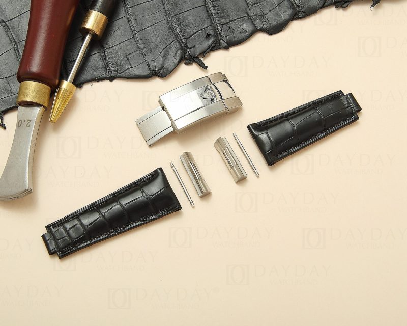 Replacement-Rolex-Submariner-watch-band-black-alligator-leather-20mm-21mm