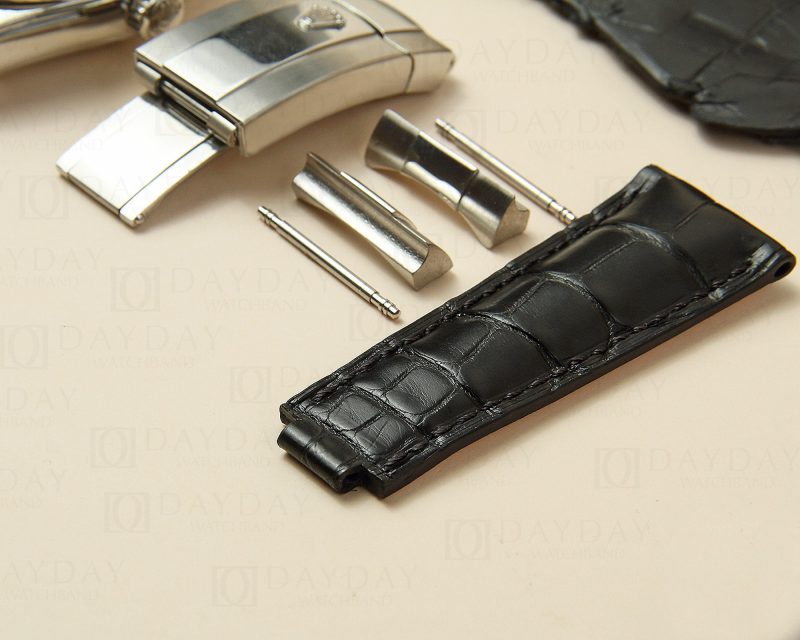 Replacement-Rolex-Submariner-watch-band-black-alligator-leather-20mm-21mm