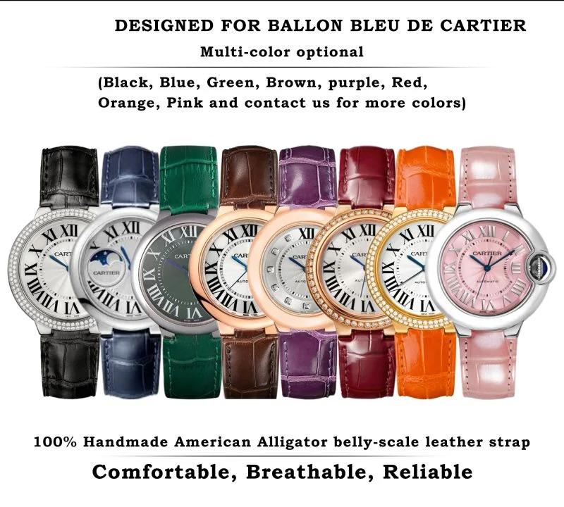 Replacement-alligator-leather-strap-green-watch-band-for-Ballon-Bleu-de-Cartier