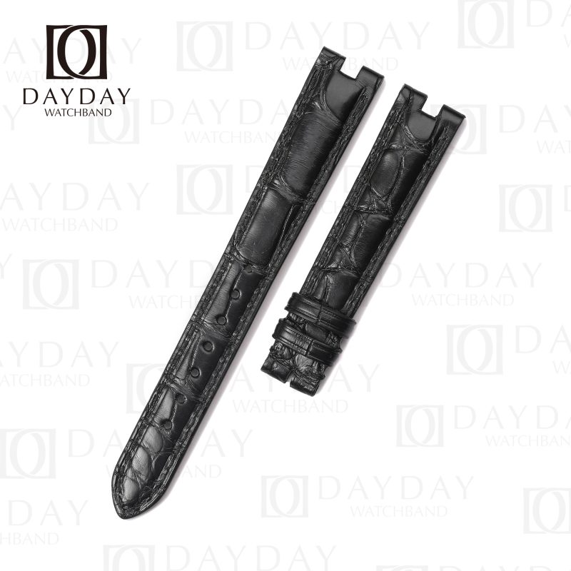 Replacement black alligator leather strap for vintage Cartier vendome must de Cartier watchband
