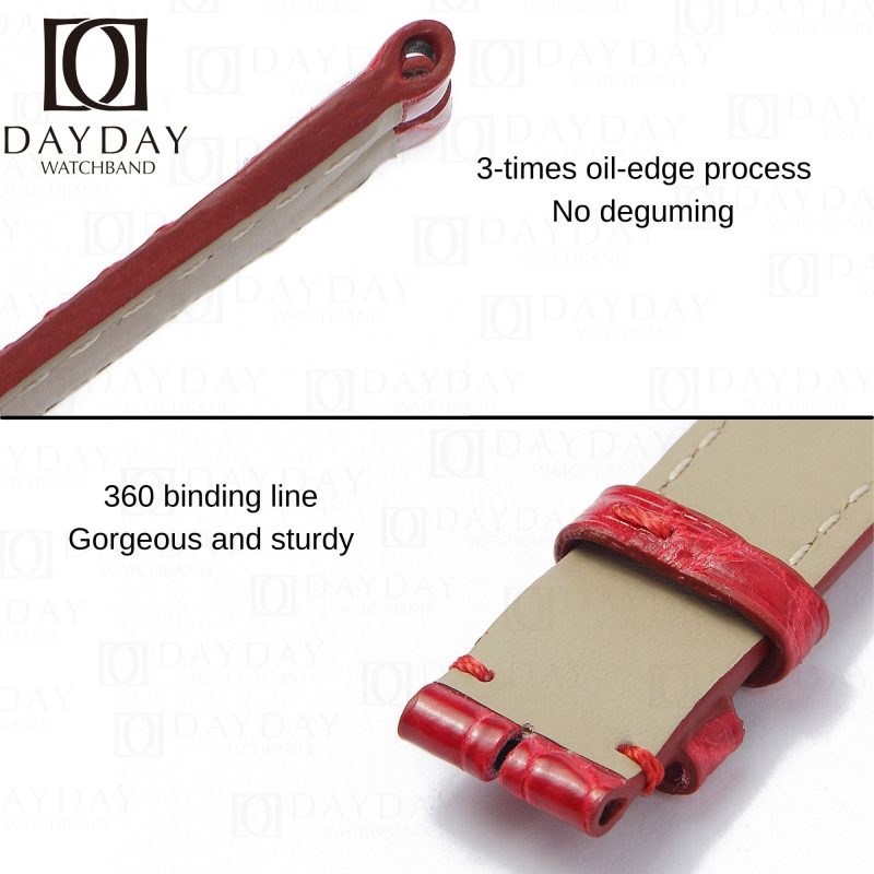 Replacement red alligator leather strap for vintage Cartier vendome must de Cartier watch band