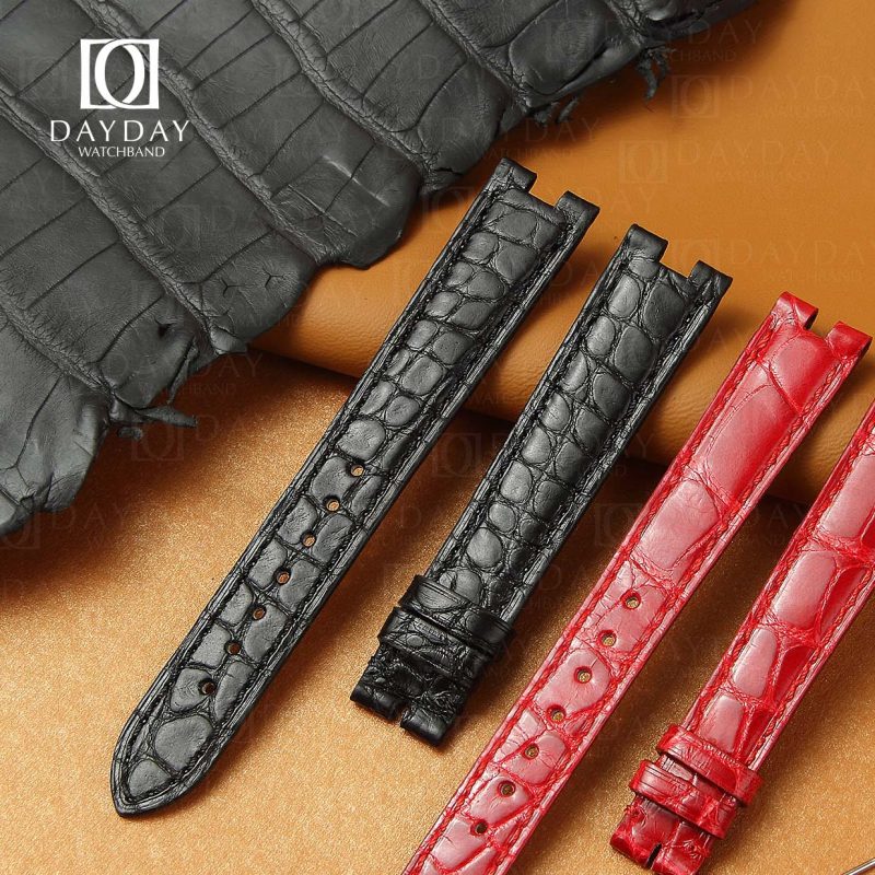 Replacement black alligator leather strap for vintage Cartier Baignoire vendome must de Cartier watchband