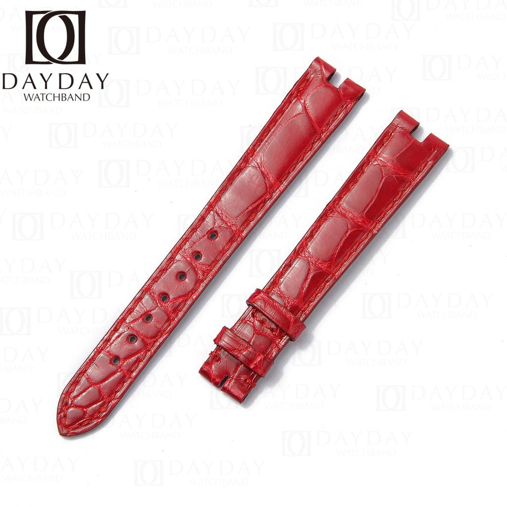 Replacement red alligator leather strap for vintage Cartier vendome must de Cartier watch band