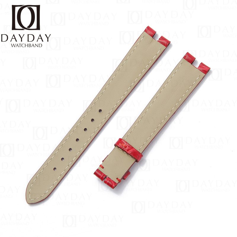 Replacement red alligator leather strap for vintage Cartier vendome must de Cartier watch band