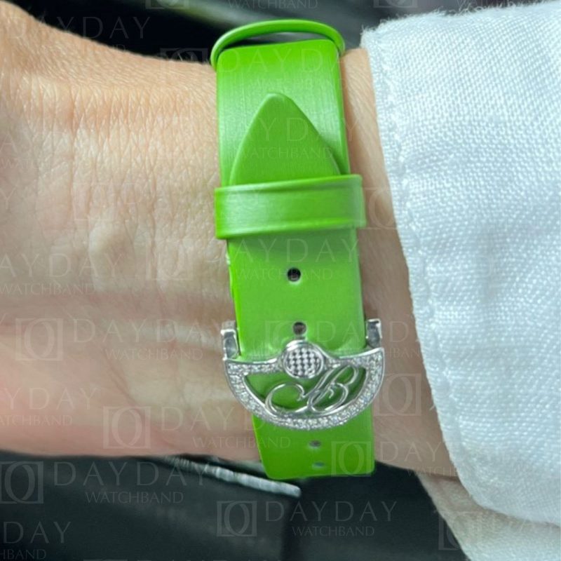 Custom limelight satin leather watch strap for Breguet Queen of Naples Ladies leather watchband