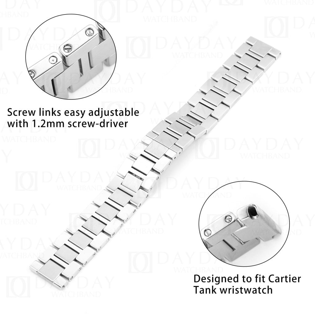 Custom replacement Stainless Steel metal watch strap for Cartier Tank Solo (Multi-color) 8 Stainless-steel-metal-watch-band-for-Cartier-Tank-Solo-strap