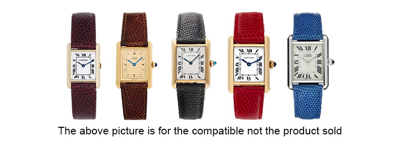 Custom Black Lizard leather strap for Cartier Tank single-folded watch band