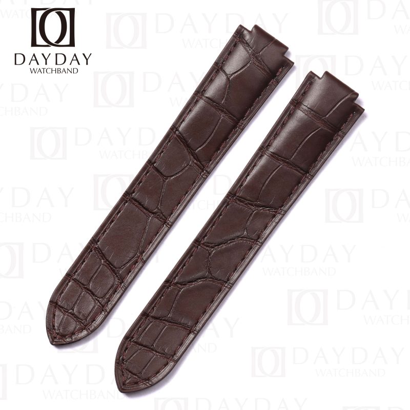 custom Handmade Dark Brown alligator leather watch strap for Cartier Ballon Bleu band