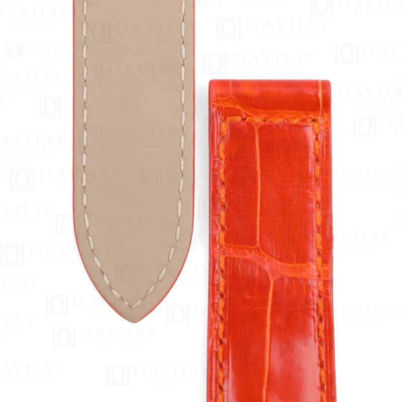 replacement Orange Leather Watch Band Single Folded fit for Pasha de Cartier strap for sale (1)