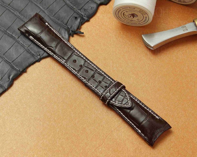 replacement custom Brown alligator leather watch band for Breguet Type XXI 3810 strap