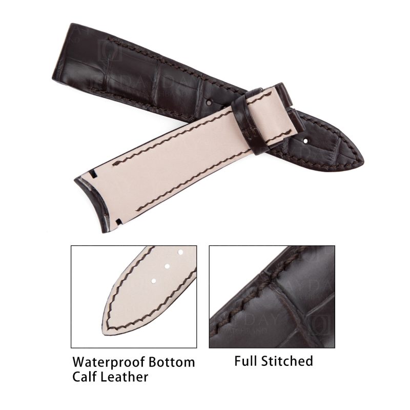 replacement custom Brown alligator leather watch band for Breguet Type XXI 3810 strap