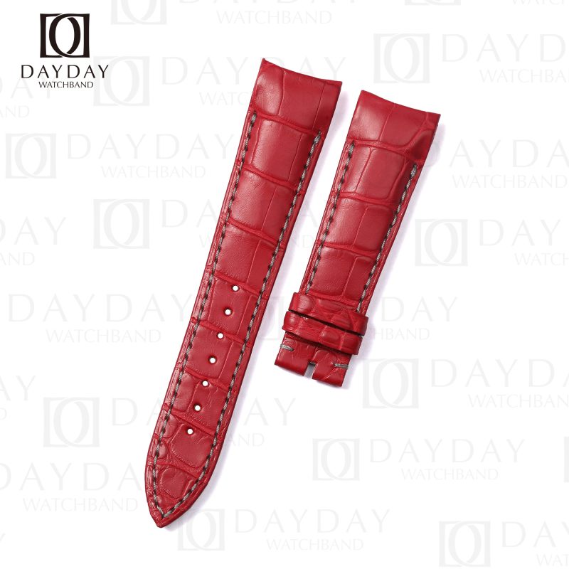 replacement custom Red alligator leather watch band for Breguet Type XXI 3810 strap