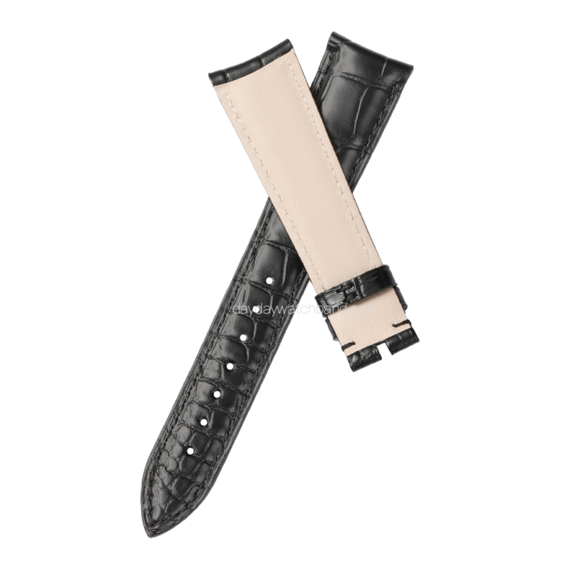 Handmade rolex replacement balck leather watch bands