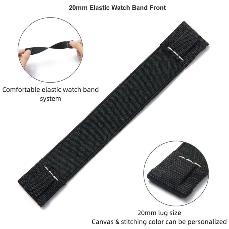 20mm 21mm 22mm Elastic watch band black canvas nylon elastic strap for Rolex Omega Blancpain Patek Philippe strap