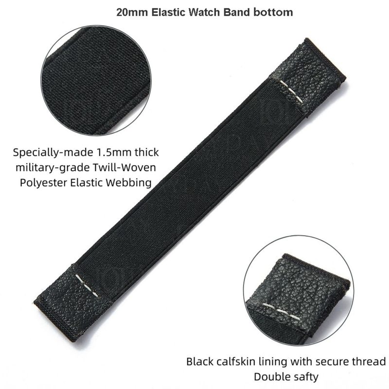 20mm 21mm 22mm Elastic watch band black canvas nylon elastic strap for Rolex Omega Blancpain Patek Philippe straps