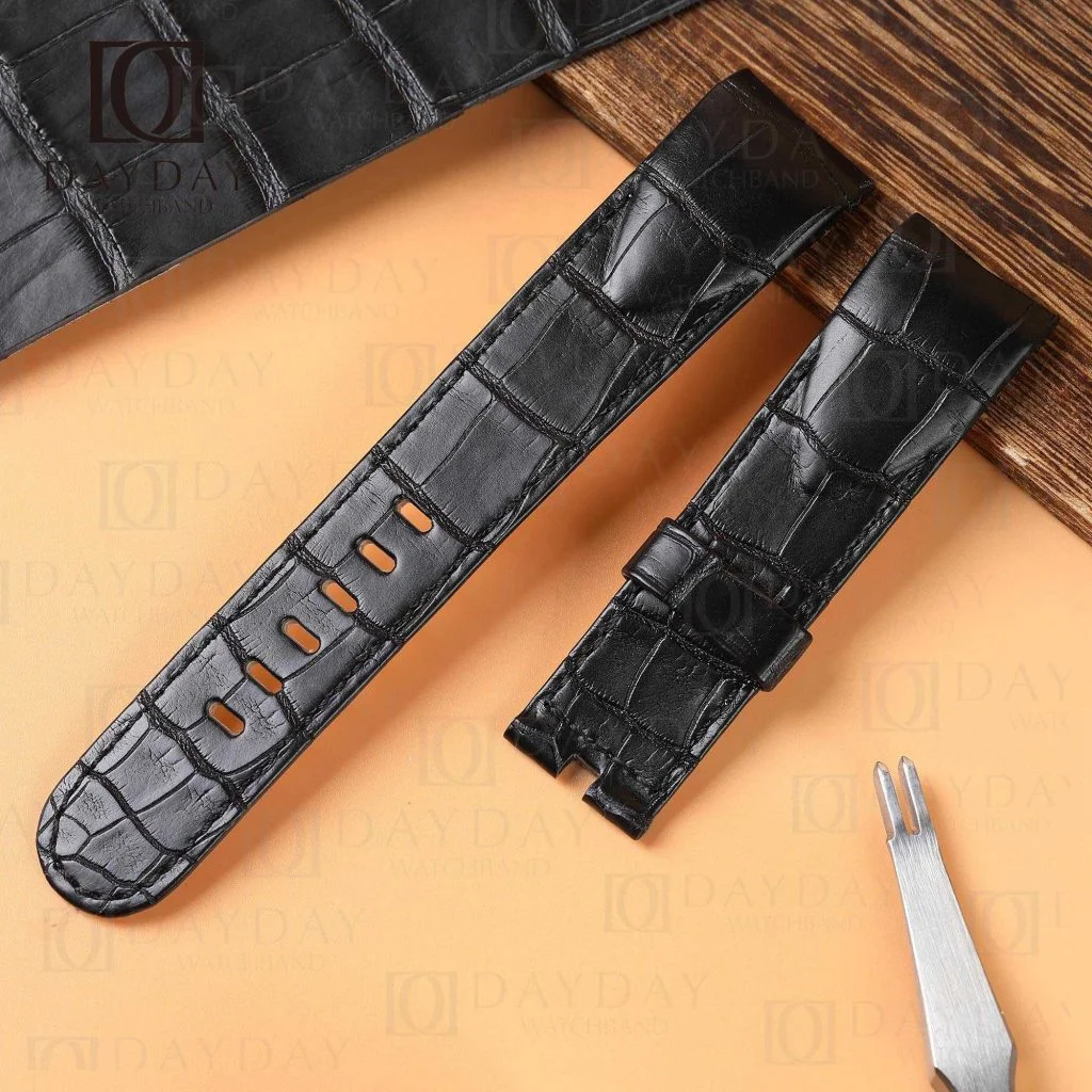 Buy custom black Alligator Leather watch straps replacement fit for Corum Admirals Cup watch