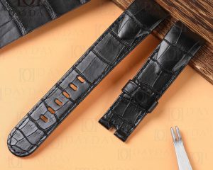 Buy custom black Alligator Leather watch straps replacement fit for Corum Admirals Cup watch