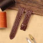 Alligator single tour Chocolate brown leather strap replacement for Hermes Cape cod Heure H single watch band