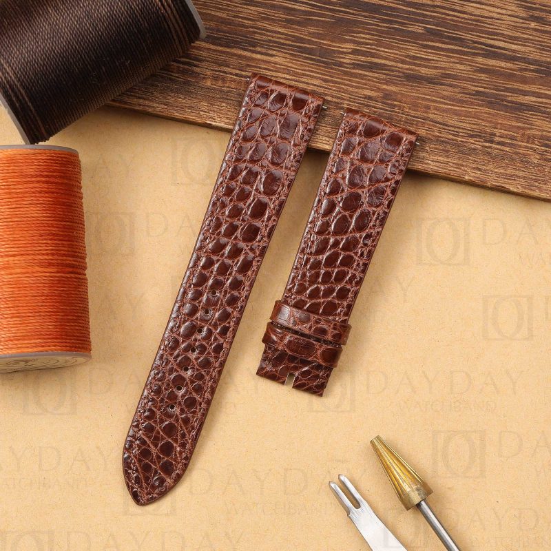 Alligator single tour Chocolate brown leather strap replacement for Hermes Cape cod Heure H single watch band