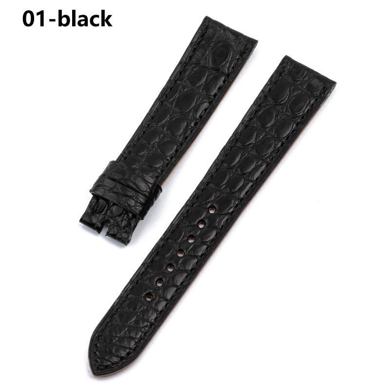 Alligator single tour black leather straps replacement for Hermes Cape cod Heure H single watch band