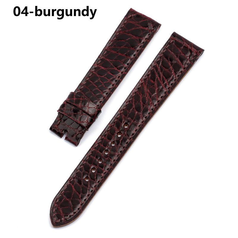 Alligator single tour burgundy leather strap replacement for Hermes Cape cod Heure H single watchband