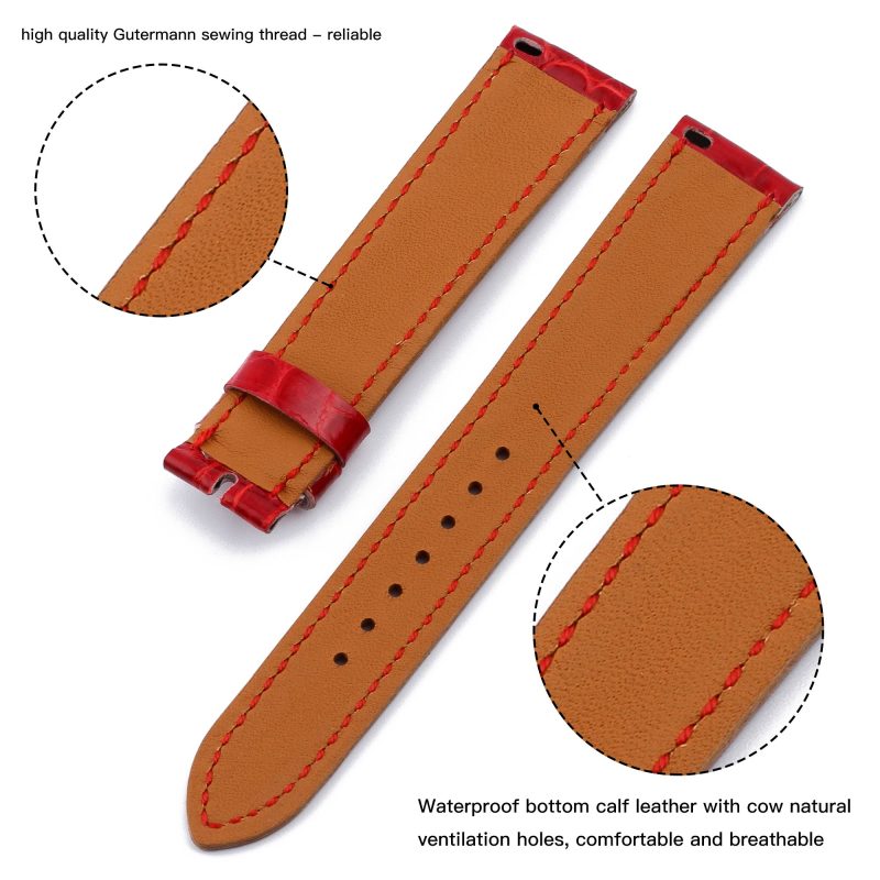 Alligator single tour leather straps replacement for Hermes Cape cod Heure H single watch bands