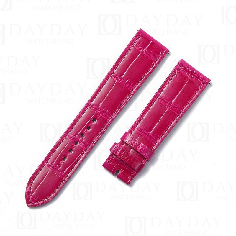 Alligator single tour magenta leather straps replacement for Hermes Cape cod Heure H single watch band