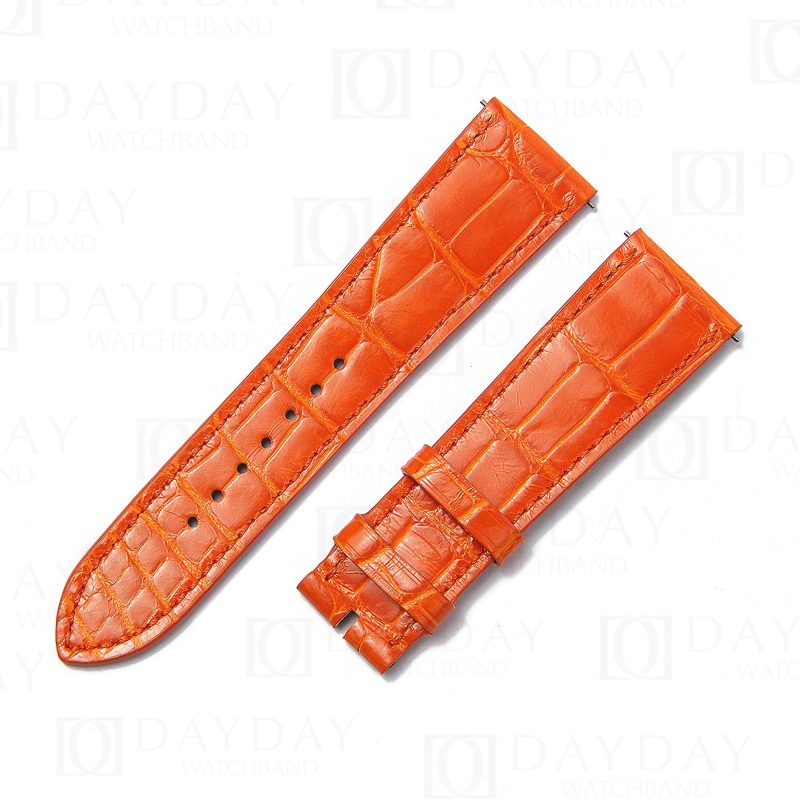 Alligator single tour orange leather straps replacement for Hermes Cape cod Heure H single watchband