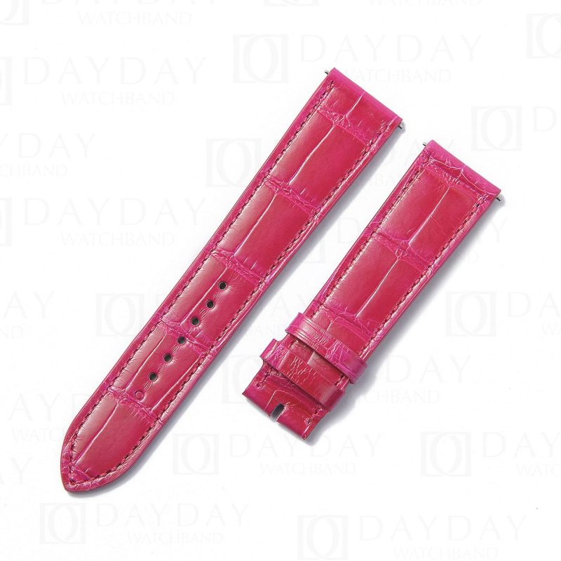 Alligator single tour pink leather strap replacement for Hermes Cape cod Heure H single watch band