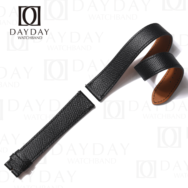 Buy Custom handmade double tour epsom Black leather strap replacement watch band for Hermes Cape cod, Heure H, Arceau watch