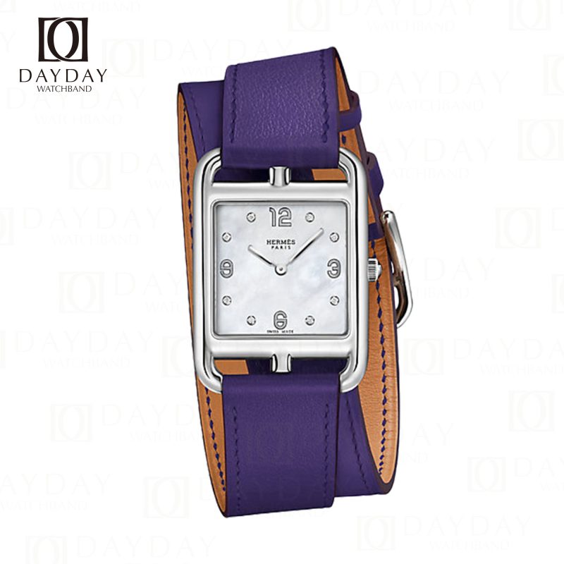 Buy custom bespoke purple genuine Epsom leather double tour watch band replacement for sale fit for Hermes Cape cod, Heure H, Arceau watch