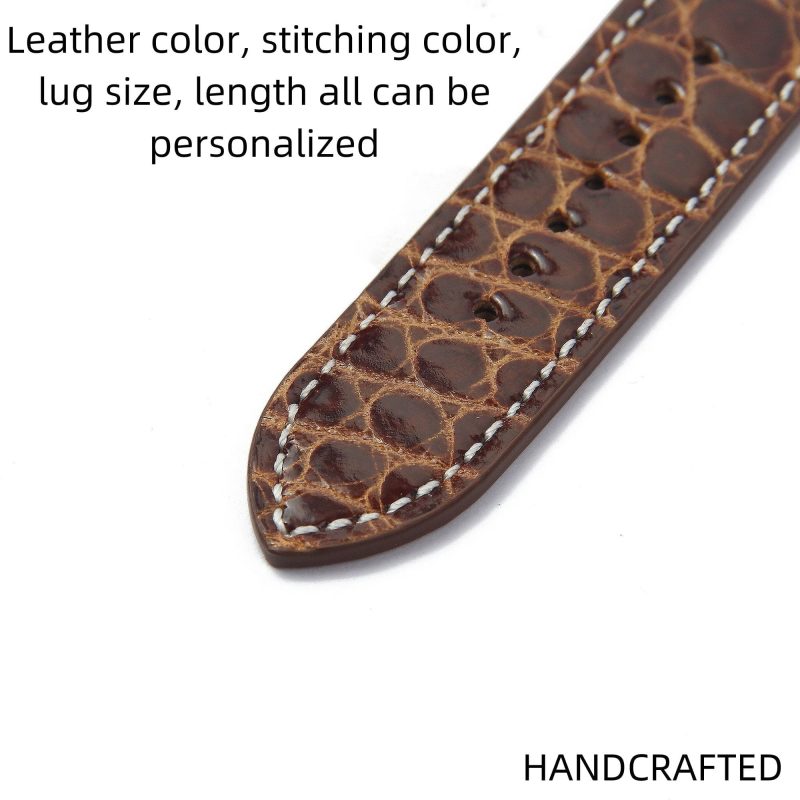 Custom Double Tour watch band brown alligator leather for Hermes Cape Cod Heure H Arceau strap