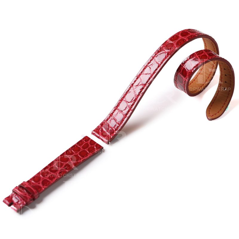Custom Double Tour watchbands red alligator leather for Hermes Cape Cod Heure H Arceau strap