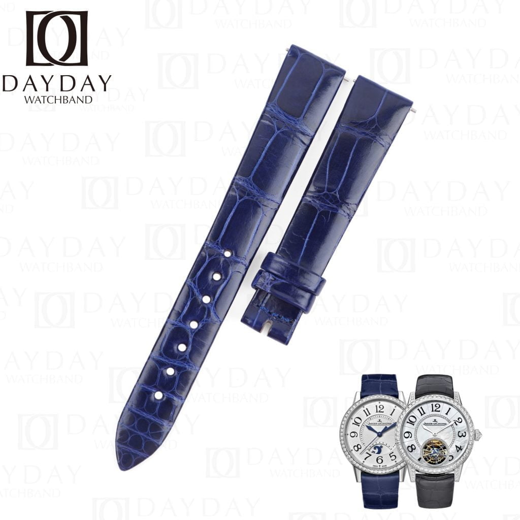 Custom blue Alligator Leather watch strap for Jaeger-LeCoultre Rendez Vous - replacement watch band for sale