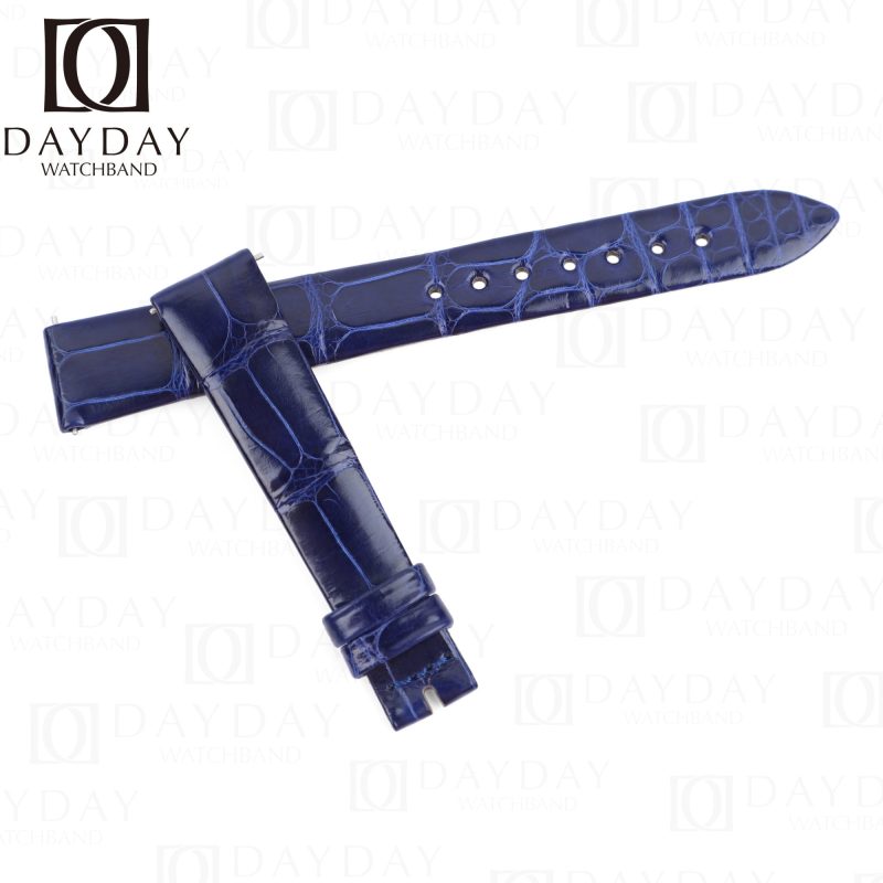 Custom blue Alligator Leather watch strap for Jaeger-LeCoultre Rendez Vous - replacement watch band for sale