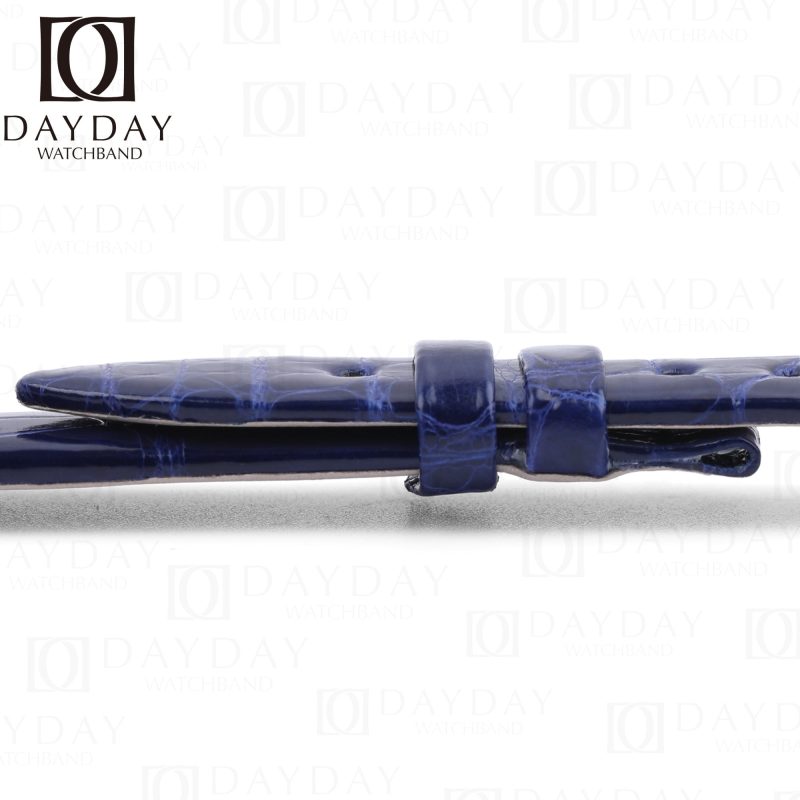 Custom replacement handmade blue crocodile leather watchband aftermarket for Jaeger LeCoultre JLC Rendez-Vous Reverso strap