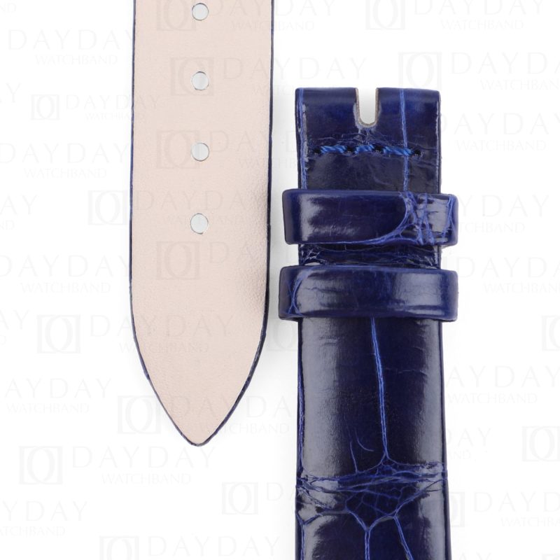 Custom replacement handmade blue crocodile leather watchband aftermarket for Jaeger LeCoultre JLC Rendez-Vous Reverso strap