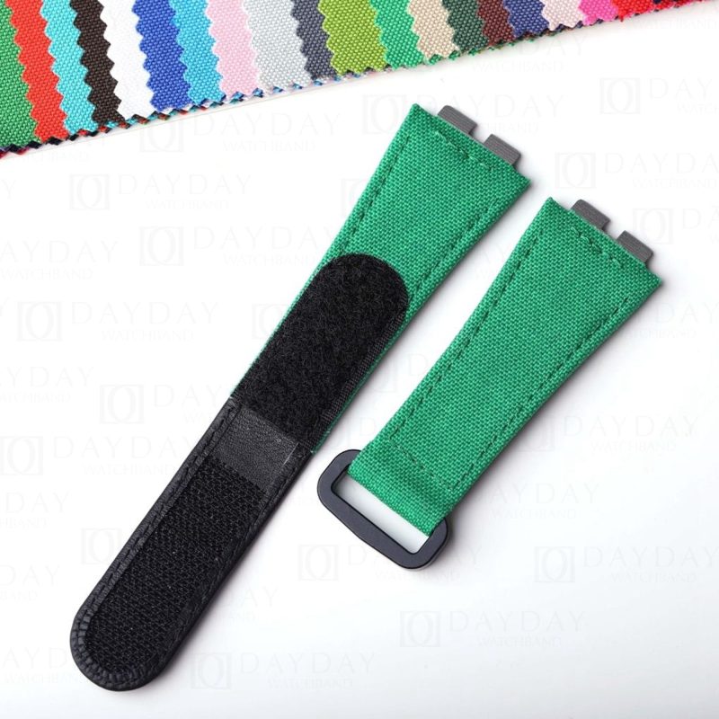 Custom green velcro watch band for Hublot Big Bang 411 replacement strap