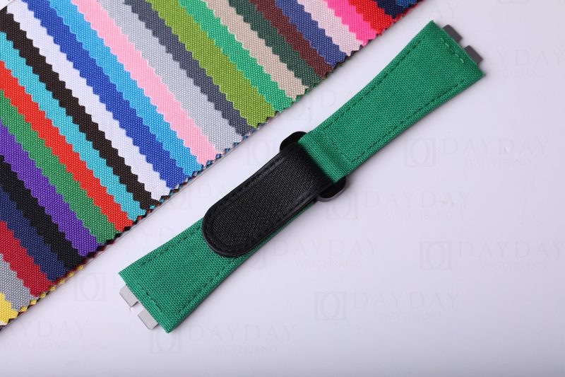 Custom green velcro watch bands for Hublot Big Bang 411 replacement strap