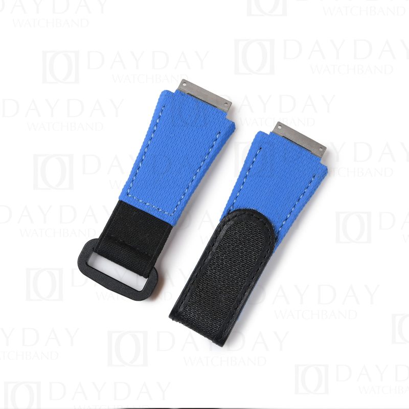 Custom handmade White rubber nylon canvas watchbands for Richard Miller strap