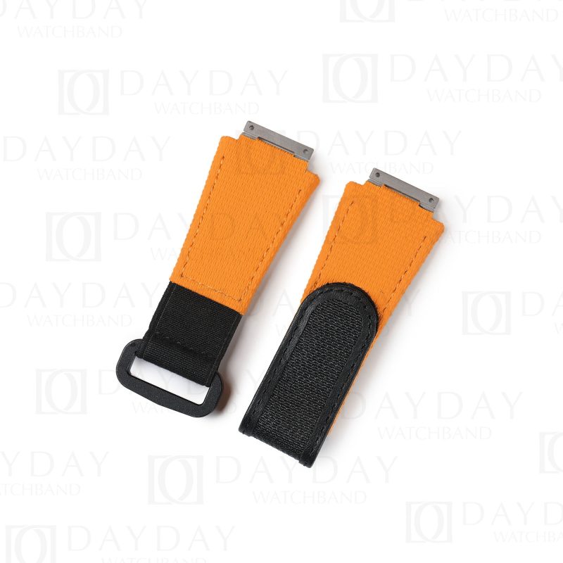 Custom handmade White rubber nylon canvas watchbands for Richard Miller strap